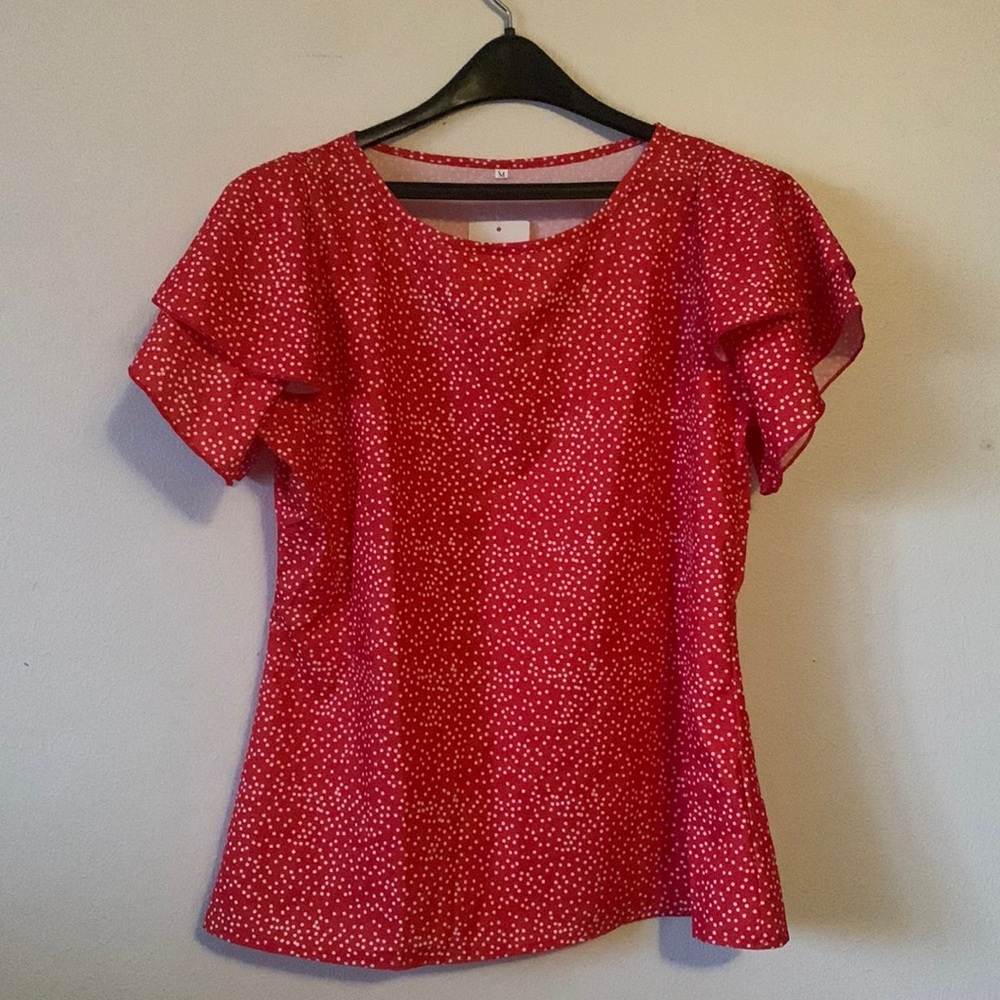 La Mode Red and white Polka-Dot (M) dressy shirt
